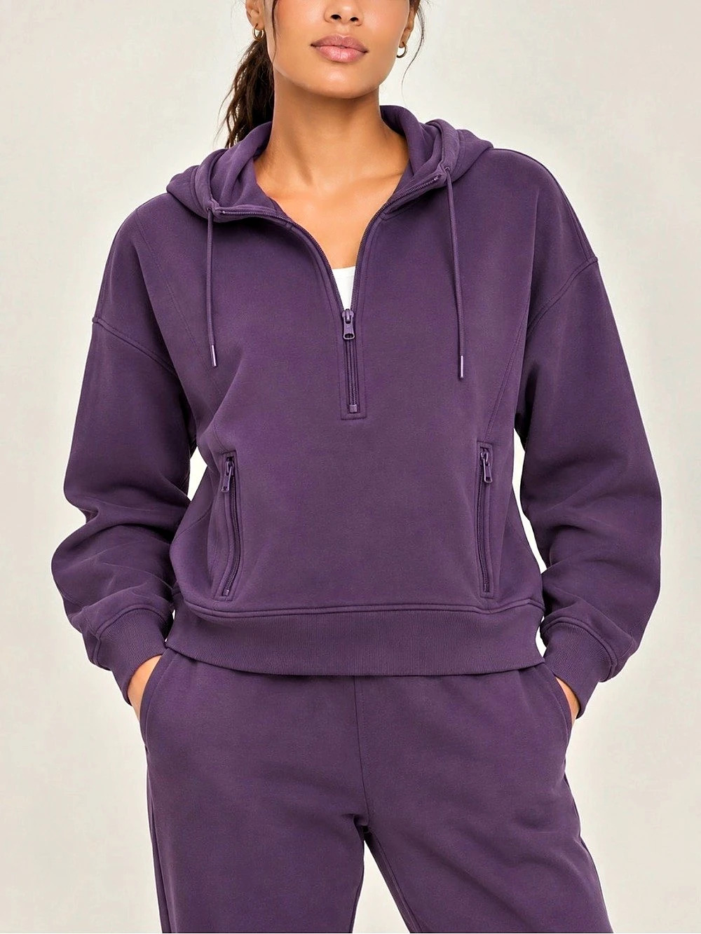 Old Navy Dynamic Fleece Half-Zip Hoodie Purple Large